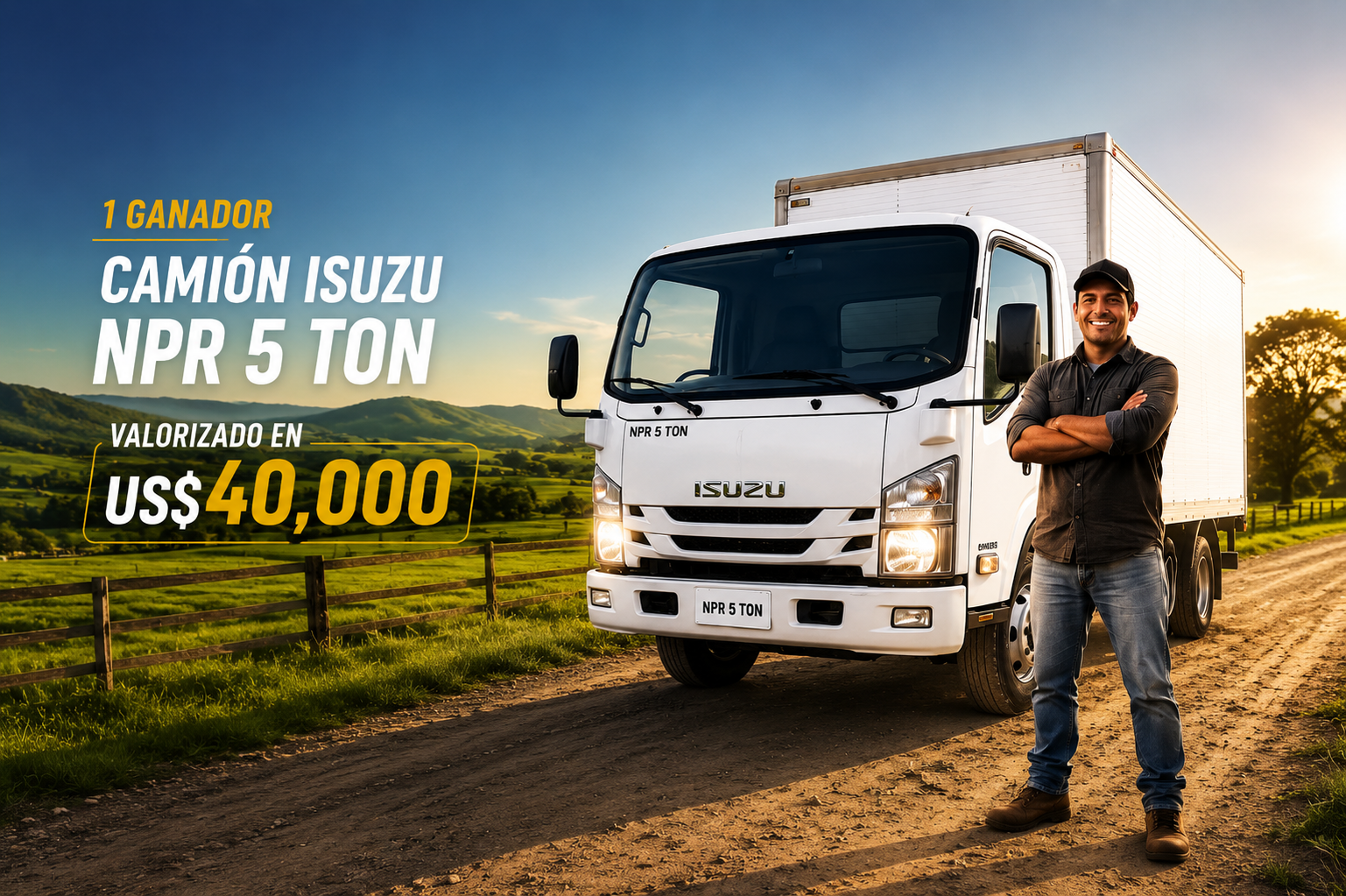 Gana este camión ISUZU NPR 5 TON + US$10,000 en fectivo