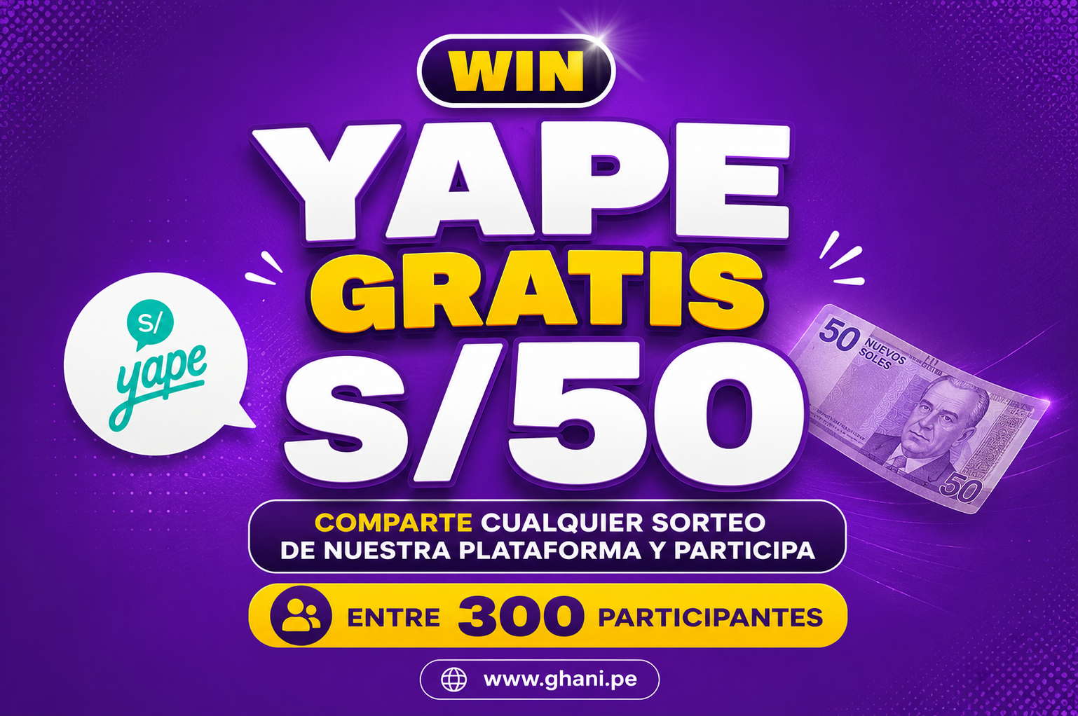 Yape GRATIS S/50
