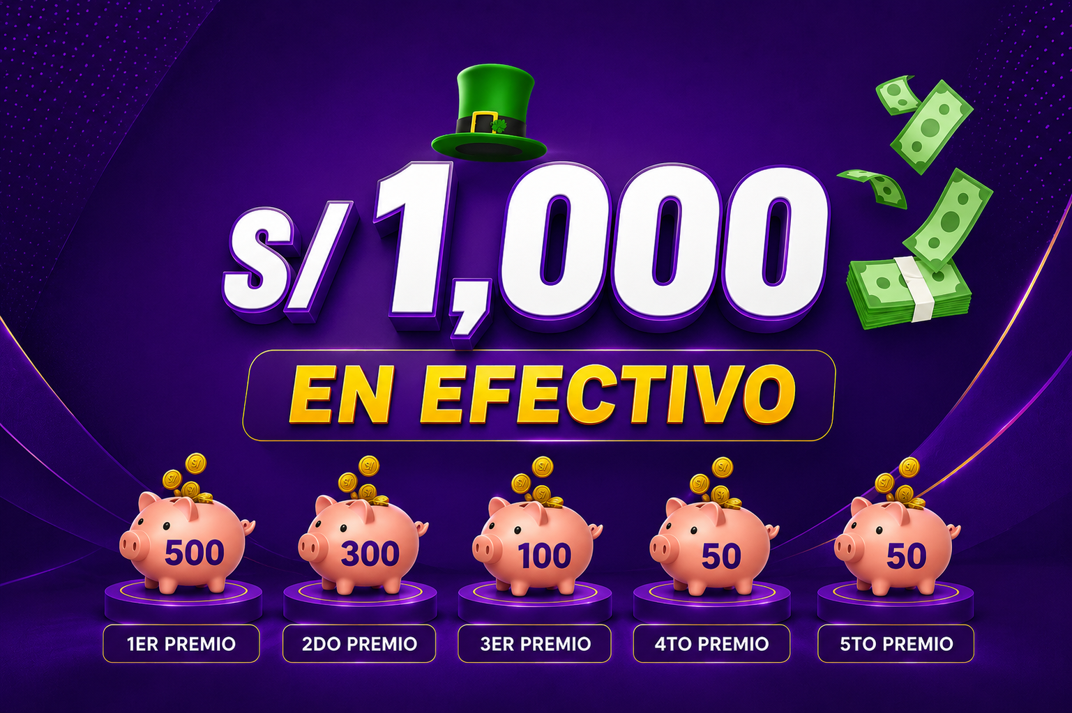 Gana S/1,000 en efectivo, dividido en 5 ganadores